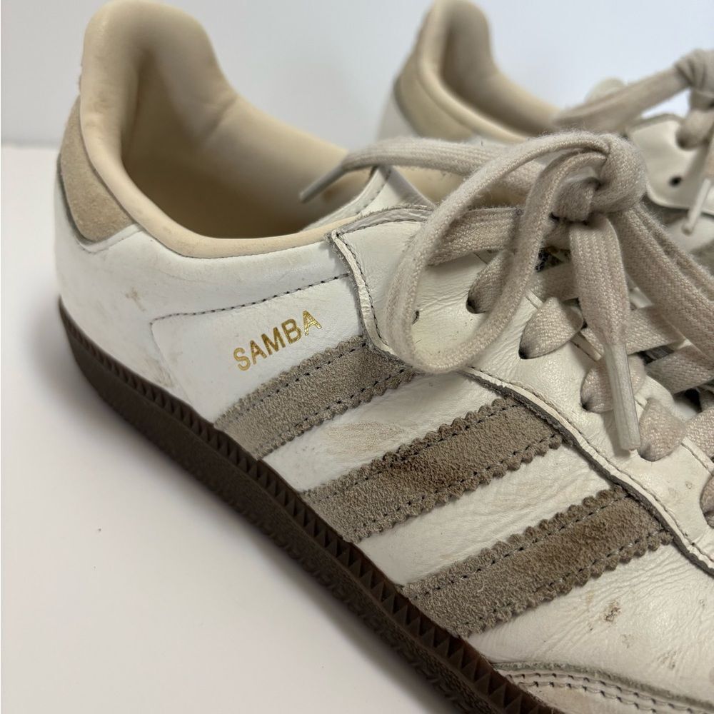 adidas Samba Leather White Brown Lace Up Rubber Outsole Womans Athletic Shoes8.5 - Picture 3 of 9